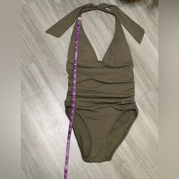 DKNY Olive Green Ruched One Piece Swimsuit - Picture 7 of 7